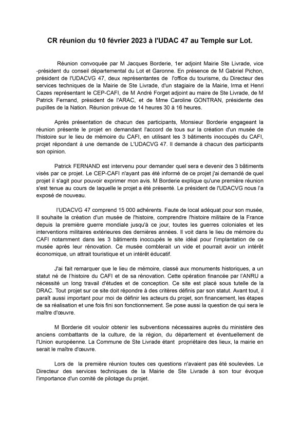 CR réunion du 10 février 2023